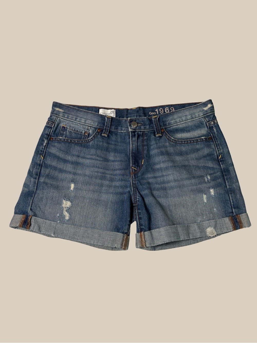 Gap Women’s 1969 Sexy Boyfriend Denim Shorts Distressed 100% Cotton 28R